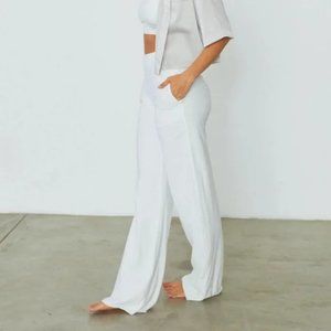 Lunya Pants Size Small White Cool High Rise Pull On Lounge Raw Hem